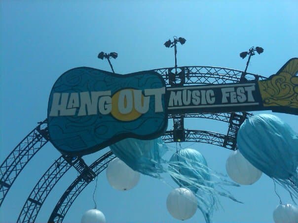 Lively beachfront crowd and stage at The Hangout in Gulf Shores, Alabama