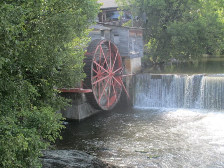 The historic Old Mill water wheel in Pigeon Forge, Tennessee