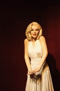 Classic Hollywood-style wax figure on display inside a museum